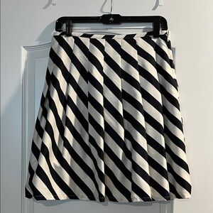 Striped Navy and White Pleated, Swishy Skirt